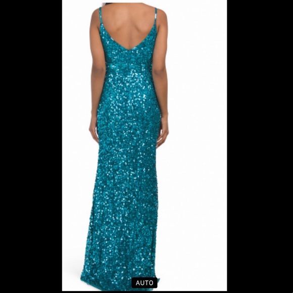 🔥 Ieena for Mac Duggal Sequin dress , size 12 Teal color - Picture 3 of 5